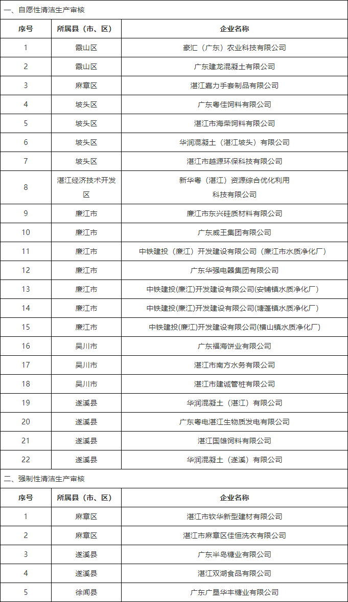 湛江市公布2024年清洁生产审核企业名单｜实用指南