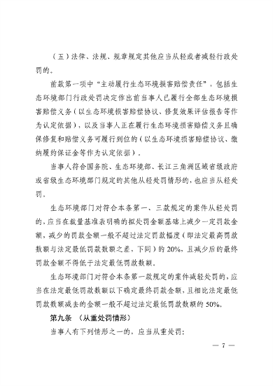 上海、江苏、浙江三地联合印发《长江三角洲区域生态环境行政处罚裁量规则》(图7)