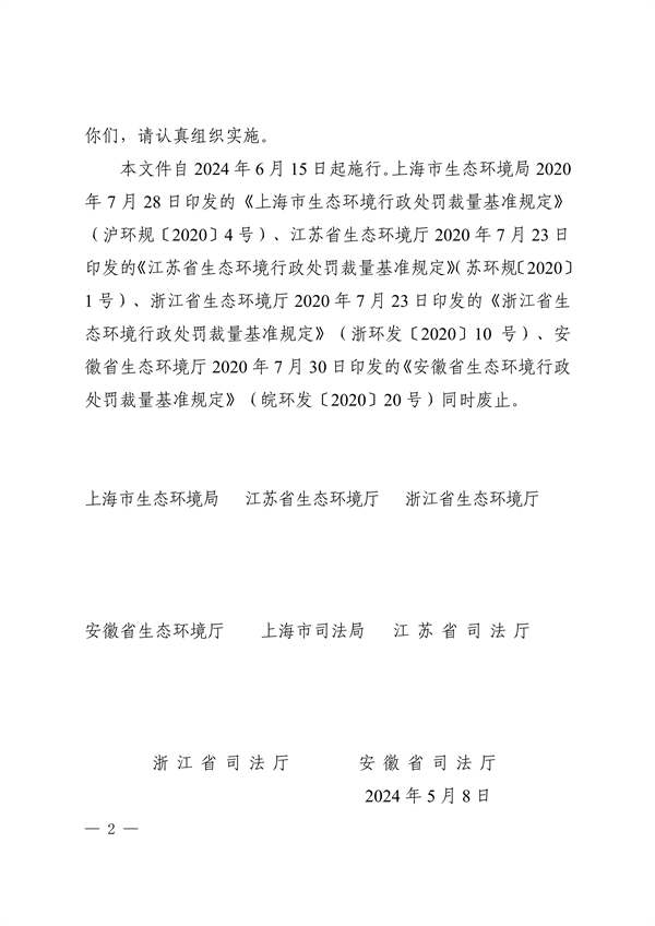 上海、江苏、浙江三地联合印发《长江三角洲区域生态环境行政处罚裁量规则》(图2)